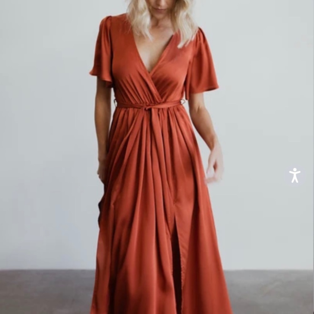 Rust Satin Maxi Dress